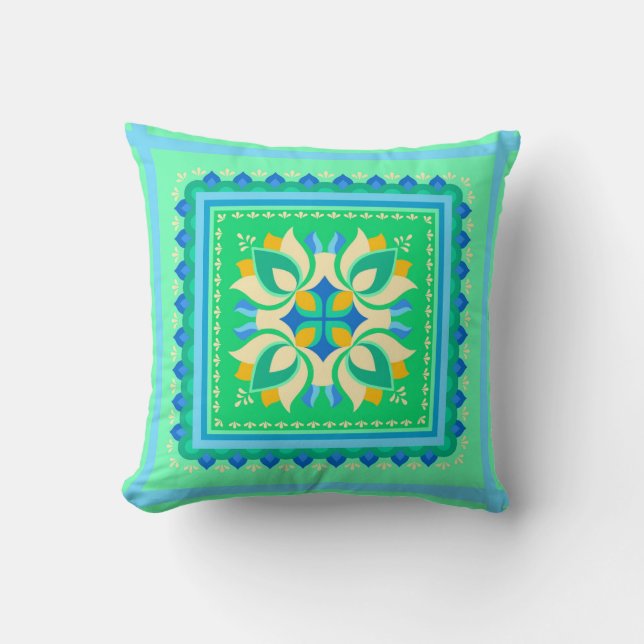 Summer Green Reversible Throw Pillow (Front)