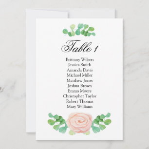 Summer green seating chart. Wedding table plan Invitation