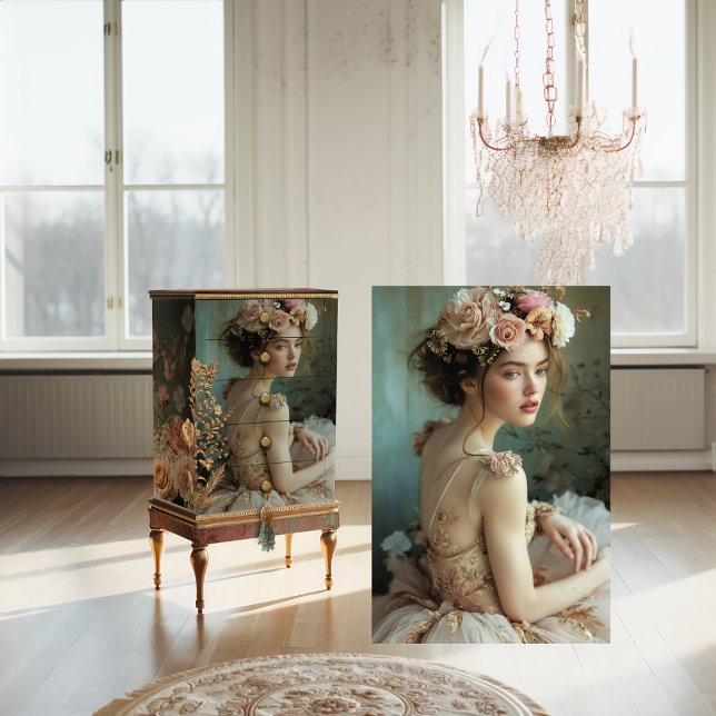 Summer Green & Soft Pink Ballerina Beauty & Floral Tissue Paper (Creator Uploaded)