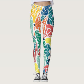 Summer Green Teal Cactus & Gold dots Cute Design Leggings