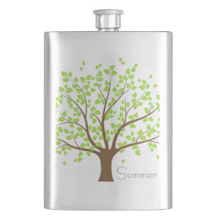 Summer Green Tree Hip Flask