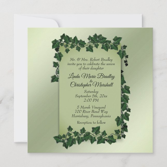 Summer Green Vines Wedding Invitation (Front)