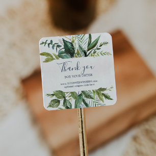 Summer Greenery Business Thank You For Your Order Square Sticker