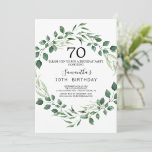 Summer Greenery Diamond Wreath 70th Birthday  Invitation