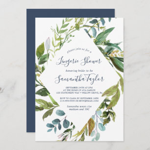 Summer Greenery Diamond Wreath Lingerie Shower Invitation