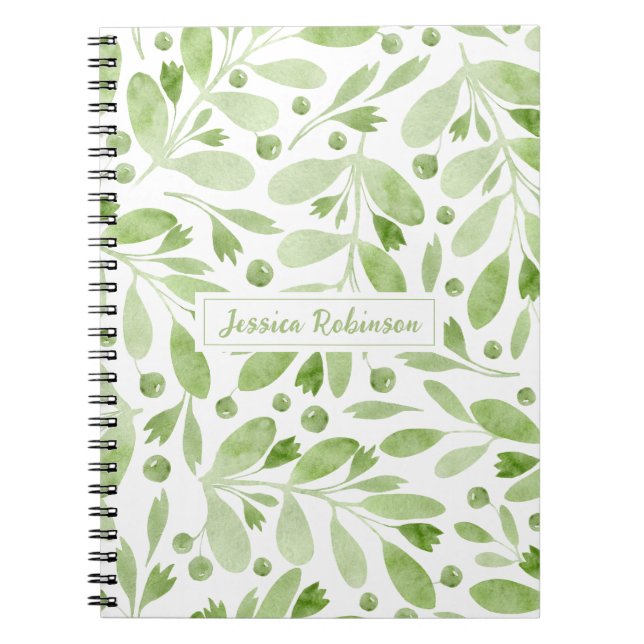 Summer Greenery Personalised Spiral Notebook (Front)