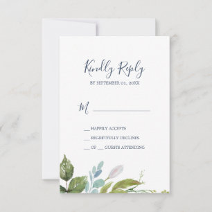 Summer Greenery Simple RSVP Card