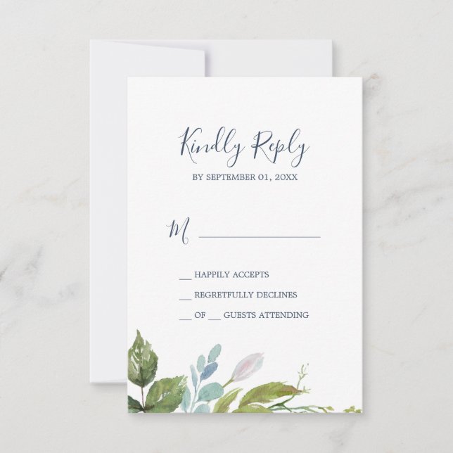 Summer Greenery Simple RSVP Card (Front)