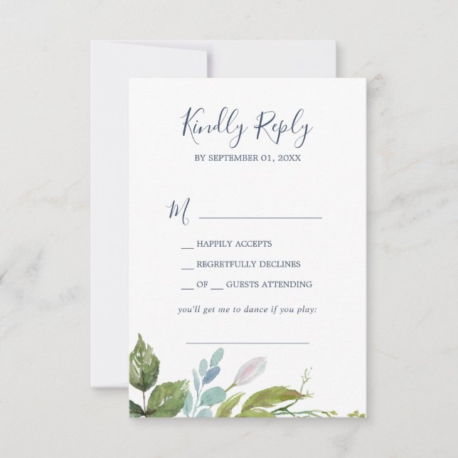 Summer Greenery Song Request RSVP Card (Front)