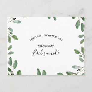 Summer Greenery Tropical Eucalyptus Bridesmaid Invitation Postcard
