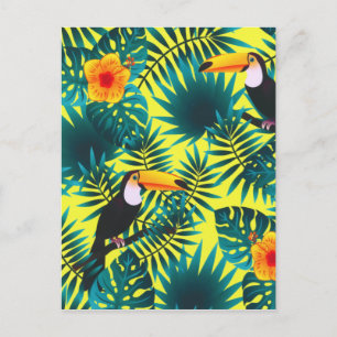 Summer Greenery Tropical Toucan Jungle Foliage Holiday Postcard