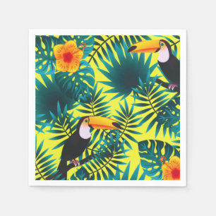 Summer Greenery Tropical Toucan Jungle Foliage Napkin