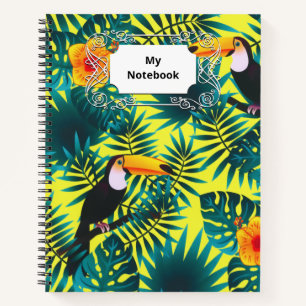 Summer Greenery Tropical Toucan Jungle Foliage Notebook
