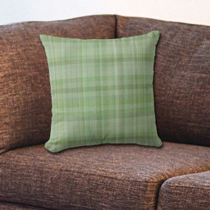 Summer Greens Plaid Pattern Cushion
