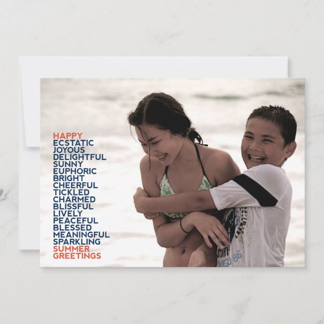 Summer Greetings Adjectives Flat Card (Front)