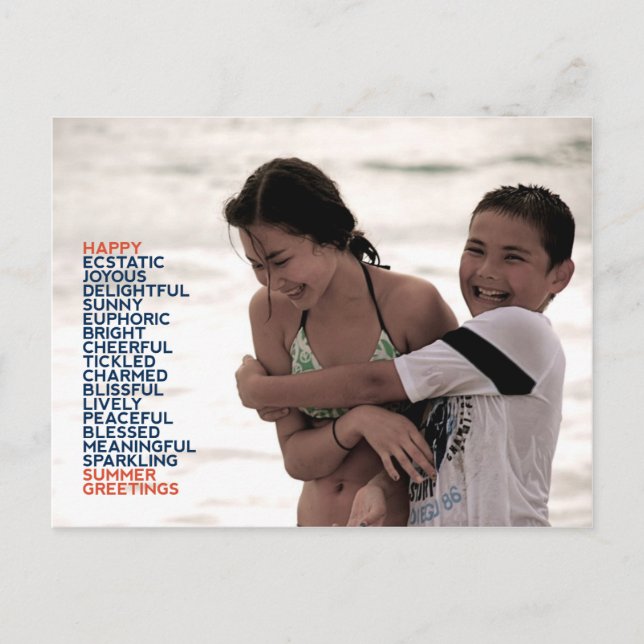 Summer Greetings Adjectives Postcard (Front)