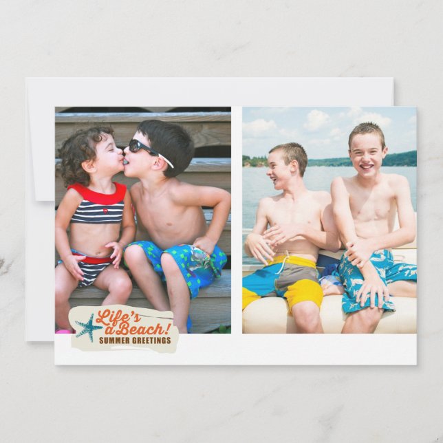 Summer Greetings Beach Flat Card (Front)