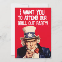 SUMMER GRILL OUT BBQ PARTY UNCLE SAME INVITATIONS