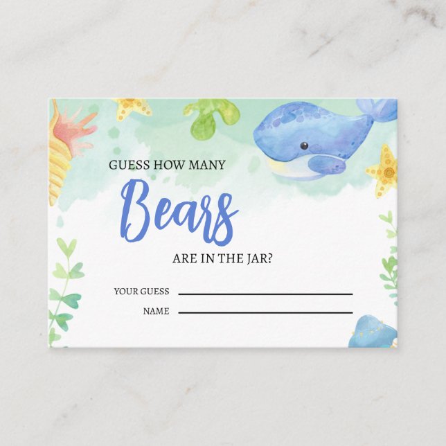 Summer Guess How Many Bears Tickets Baby Shower  Enclosure Card (Front)