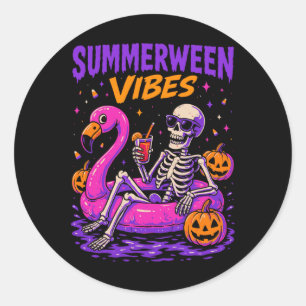 Summer Halloween Skeleton Costume Classic Round Sticker