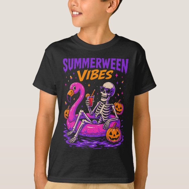 Summer Halloween Skeleton Costume  T-Shirt (Front)