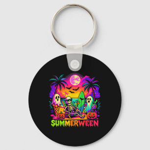 Summer Halloween Skeleton Ghost Beach  Key Ring