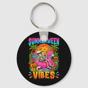 Summer Halloween Vibes Summer Skeleton Halloween Key Ring