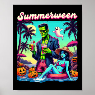 Summer Halloween Zombie Frankenstein Boo Ghost  Poster