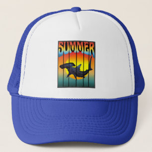 SUMMER HAMMERHEAD SHARK SUNSET TRUCKER HAT