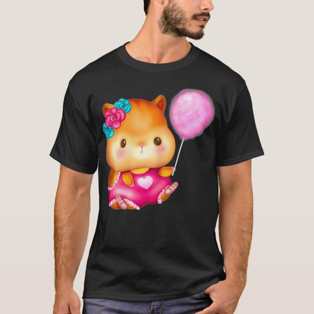 Summer Hamster and Pink Balloon Costume Cute T-Shirt (Front)