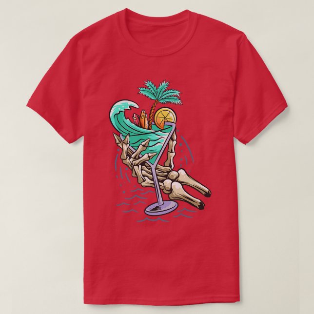 Summer Hand Beach Skeleton Cocktail Summer 2022 Me T-Shirt (Design Front)