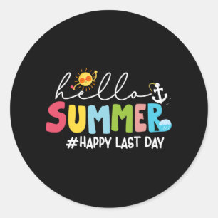 Summer Happy Last Day Teacher Kids School Graduati Classic Round Sticker