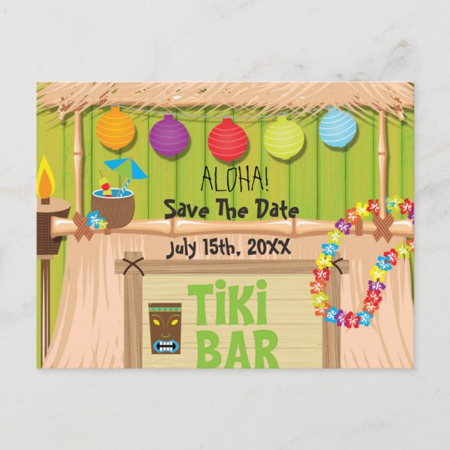 Summer Hawaiian Tiki Party Event Postcard (Front)