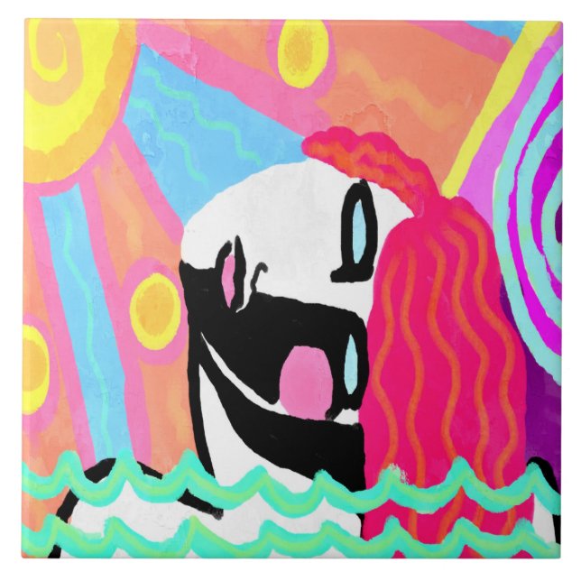 Summer Heat Abstract Digital Painting Tile (Front)