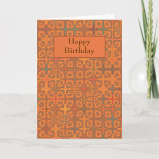 Summer Heat Orange Tapestry Birthday Card Template