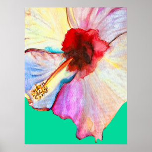 Summer hibiscus floral poster