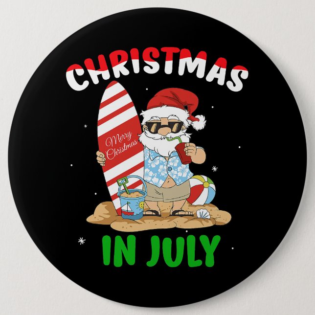 Summer Holiday Beach Vacation Christmas In July Fu 6 Cm Round Badge (Front)