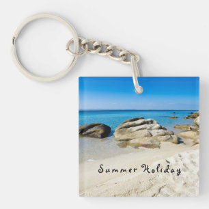 Summer Holiday Beautiful beach photo with text Key Ring
