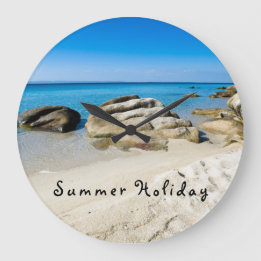 Summer Holiday Beautiful beach photo with text Large Clock