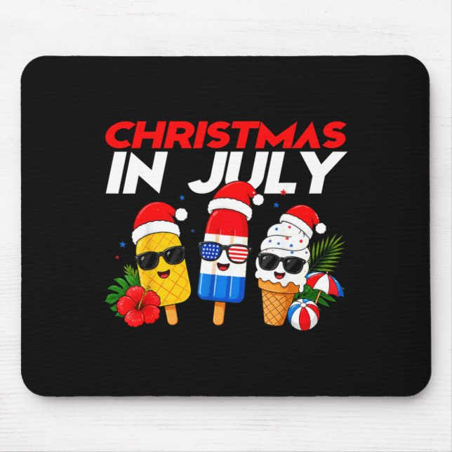 Summer Holiday Popsicles Ice Cream Santa Hat Mouse Mat (Front)
