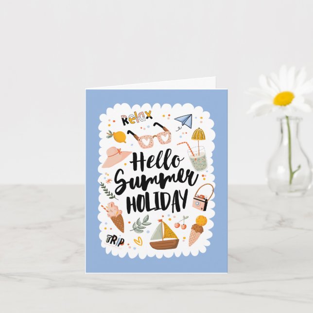 Summer Holiday Quote Colourful Cute Greeting Card (Small Plant)
