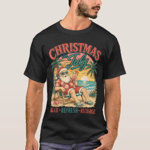 Summer Holiday Relax Beach Santa Hawaiian Sunset T-Shirt