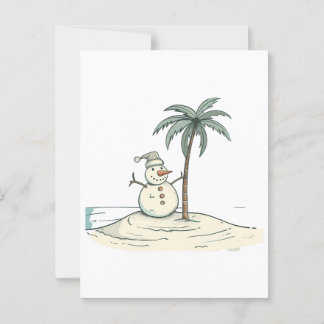 Summer Holiday Snowman Tropical Beach vibe Island Postcard