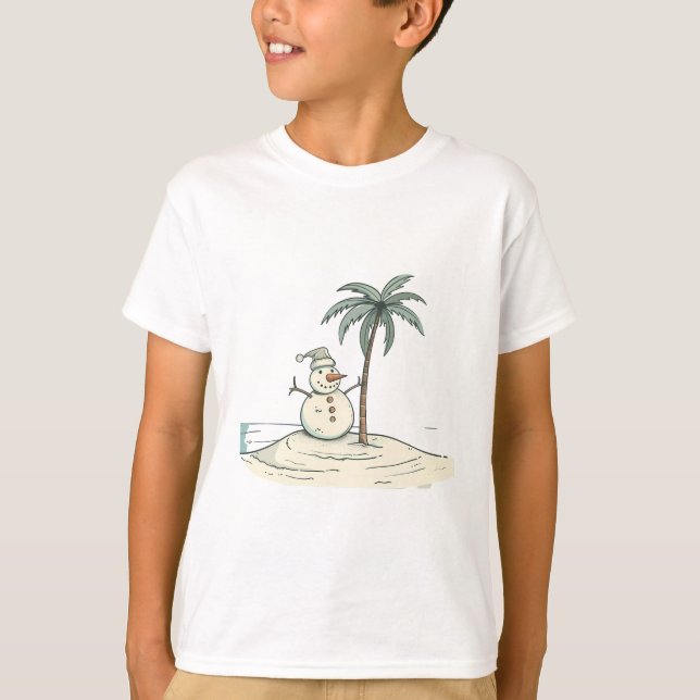 Summer Holiday Snowman Tropical Beach vibe Island  T-Shirt (Front)