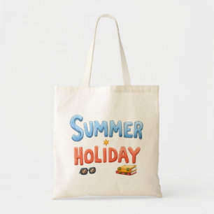 Summer Holiday - Summer Holiday Text with Vacation Tote Bag
