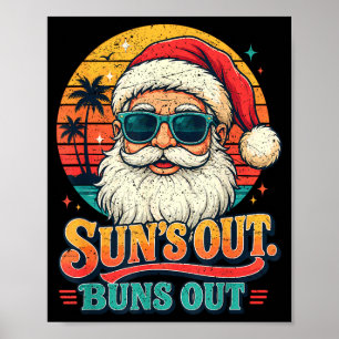 Summer Holiday Suns Out Buns Out Vintage Beach Poster