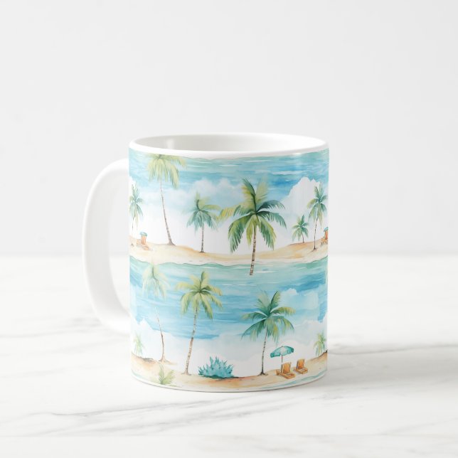 Summer Holidays Beach Palm Trees - Coffee Mug (Front Left)