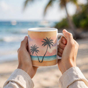 Summer Holidays Palm Trees Tropical sunset beach Coffee Mug