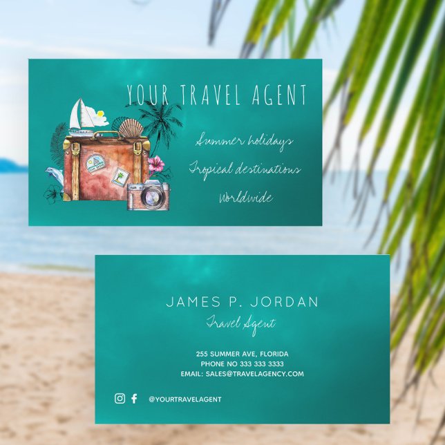 Summer holidays travel agent business cards (Creator Uploaded)