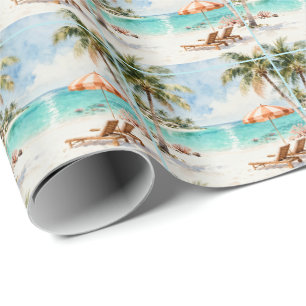 Summer Holidays Tropical Resort Wrapping Paper